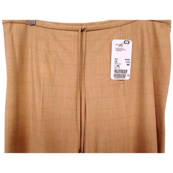Escada Neutral Plaid Wool Stretch Dress Pants Drawstring Waist Trousers 44 NEW - Picture 6 of 12
